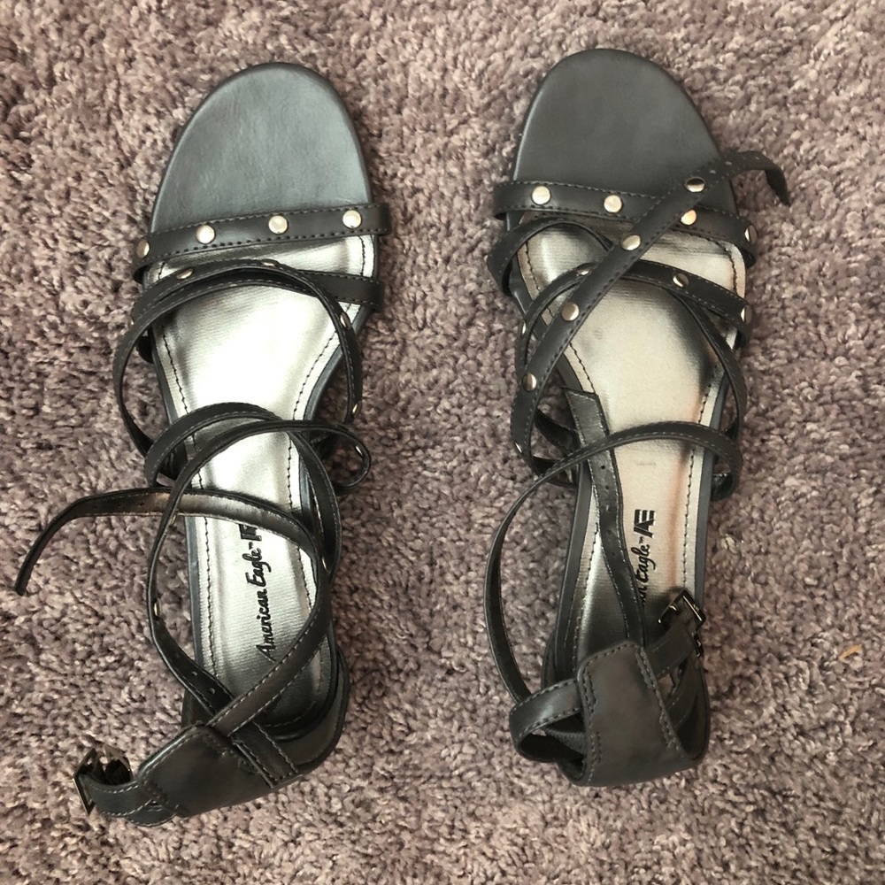 Charcoal gray sandals